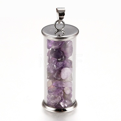 Alloy & Glass Wish Bottle Pendants G-Z017-04-1