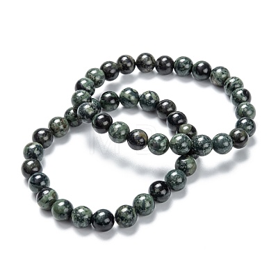 Natural Kambaba Jasper Stretch Beaded Bracelets G-A185-01V-1