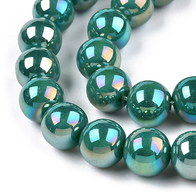 Electroplate Opaque Glass Beads Strands GLAA-T032-P8mm-AB12-1