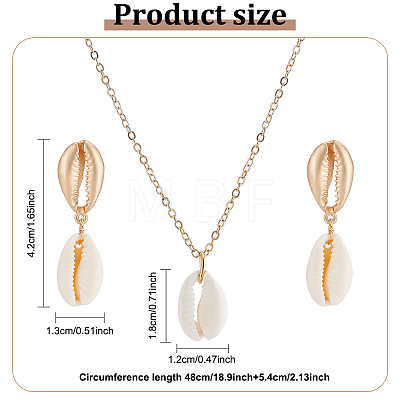 Nnatural Shell Dangle Stud Earrings & Pendant Necklace SJEW-AN0001-11-1