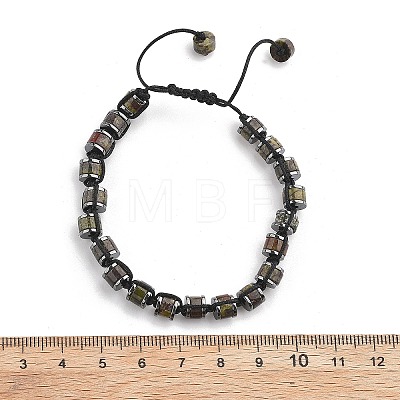 Adjustable Natural Dragon Blood and Non-magnetic Synthetic Hematite Braided Bead Bracelets BJEW-Z090-01L-1