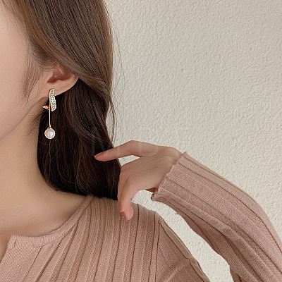 Alloy Crystal Rhinestone Dangle Stud Earrings FS-WG37841-01-1