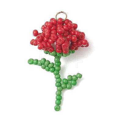Glass Seed Beaded Flower Pendans PALLOY-MZ01224-03-1
