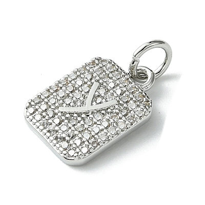 Rack Plating Brass Micro Pave Clear Cubic Zirconia Charms KK-G501-01Y-P-1