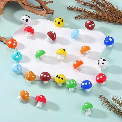 10Pcs 10 Colors Mushroom Silicone Focal Beads JX900A-01-1