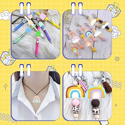 20Pcs 20 Styles Rainbow Food Grade Eco-Friendly Silicone Focal Beads SIL-CJ0001-78-1