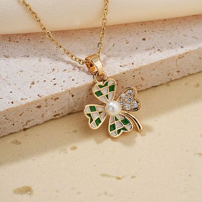 Brass Pave Clear Cubic Zirconia Pendant Necklaces NF0056-1