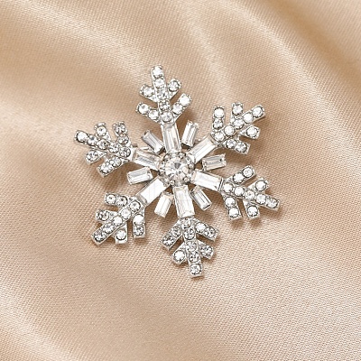 Christmas Snowflake Alloy Rhinestones Brooches JEWB-S022-06B-1