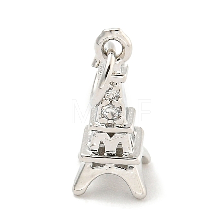 Rack Plating Brass Micro Pave Clear Cubic Zirconia Pendants KK-B093-15P-1
