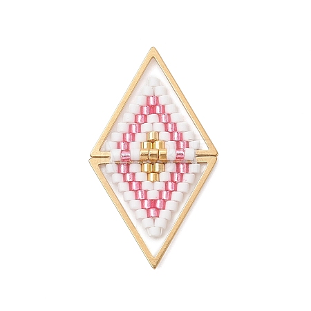 Glass Seed Beaded Connector Charms PALLOY-MZ01110-03-1