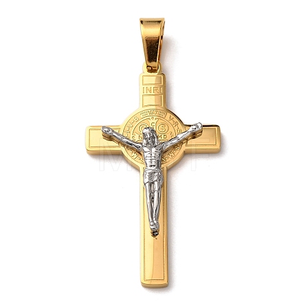 304 Stainless Steel Religion Jesus Cross Pendants STAS-F323-12PG-1