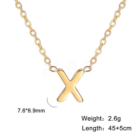 201 Stainless Steel Initial Pendant Necklaces FS-WG78A3B-24-1