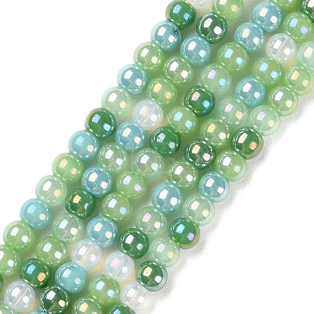Transperant Electroplate Glass Beads Strands GLAA-P056-4mm-B04-1