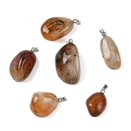 Natural Banded Agate Tumbled Stone Pendants GG-K002-06D-1