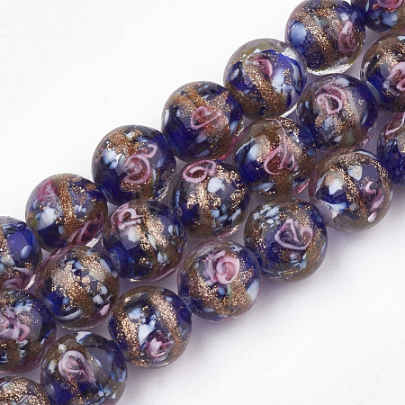 Handmade Gold Sand Lampwork Beads LAMP-T006-09B-1