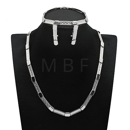 Alloy Chain Necklaces & Stud Earrings & Bracelets Sets FS-WG5EDEB-06-1