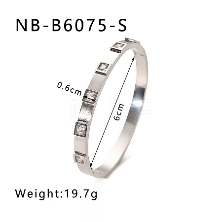 304 Stainless Steel Pave Cubic Zirconia Bangles FS-WG09E60-09-1