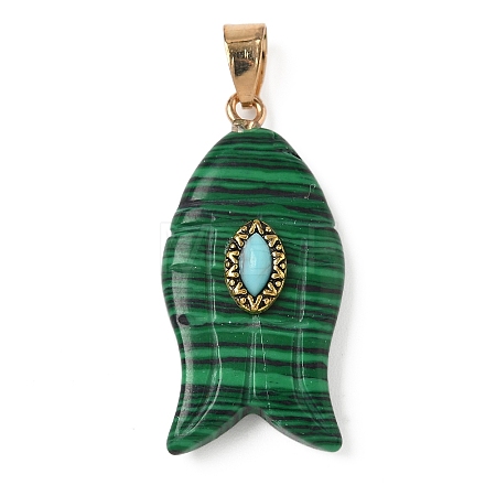 Synthetic Malachite & Synthetic Turquoise Carved Pendants G-Z084-01G-03-1