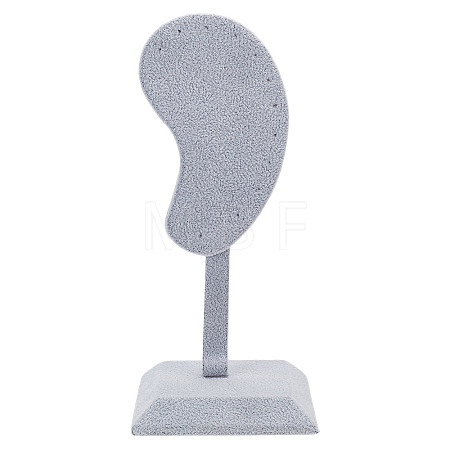 Ear Shaped Velvet & Wood Earrings Display Stands ODIS-WH0061-68A-1