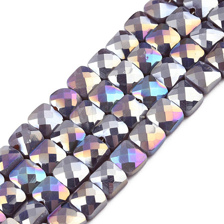 Electroplate Opaque Solid Color Glass Beads Strands EGLA-N002-43-08-1