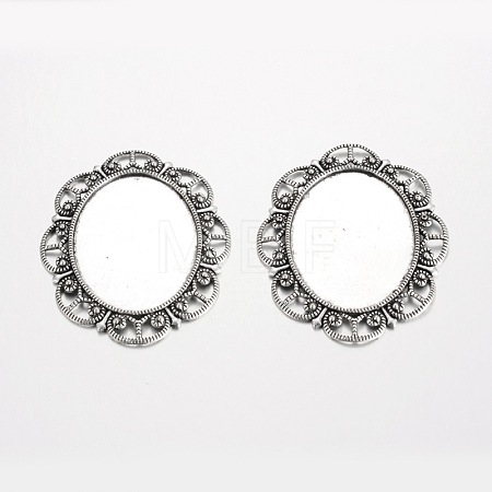 Oval Tibetan Style Alloy Cabochon Settings PALLOY-K109-78AS-RS-1