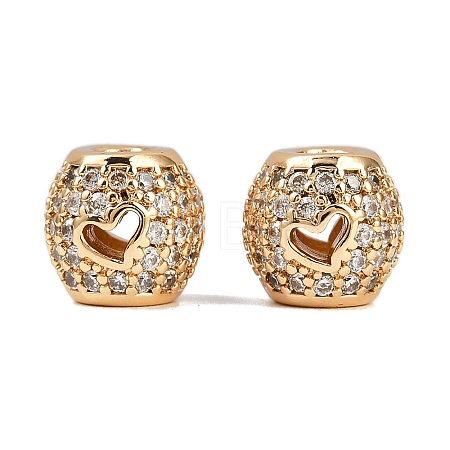 Brass Micro Pave Cubic Zirconia Beads KK-F906-23G-1
