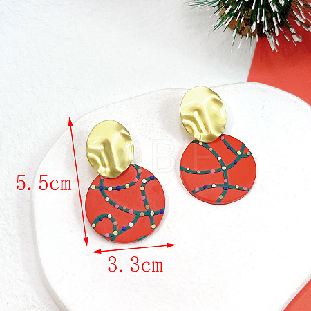 Christmas Polymer Clay & Iron Dangle Stud Earrings FS-WGF7104-04-1