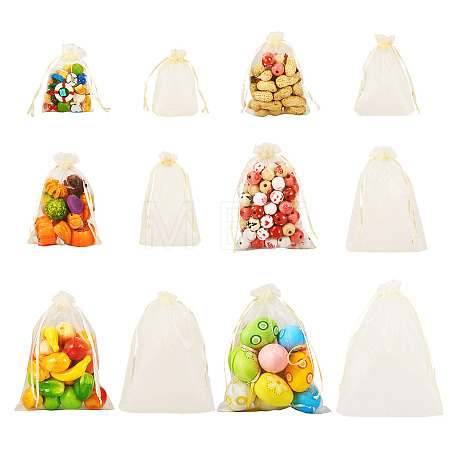 60Pcs 6 Styles Rectangle Organza Bags Jewellery Storage Pouches Wedding Favour Party Mesh Drawstring Gift Bags OP-TA0001-09-1