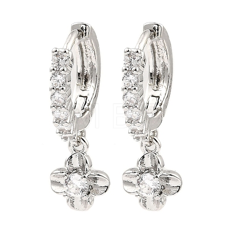 Brass with Cubic Zirconia Dangle Hoop Earrings EJEW-G362-05P-1