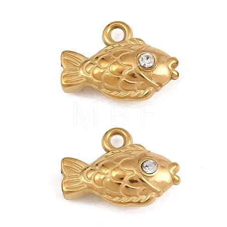 304 Stainless Steel with Crystal Rhinestone Charms RB-CBABFDA-11D-G-1