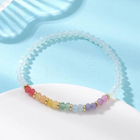 Chakra Opalite & Dyed Natural Malaysia Jade Beads Stretch Bracelets for Women BJEW-JB13049-1