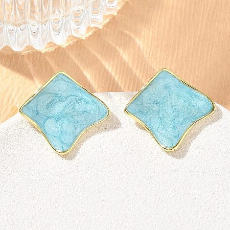 Brass Enamel Stud Earrings for Women KK-CBA760A-07G-03-1