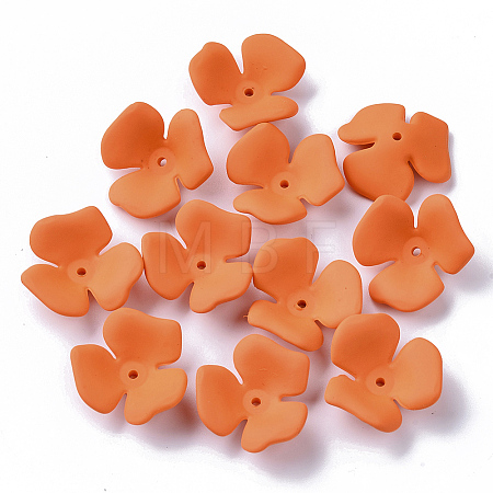 3-Petal Spray Painted Acrylic Bead Caps X-MACR-N007-01B-1