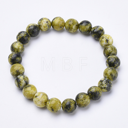 Natural Yellow Turquoise(Jasper) Beaded Stretch Bracelets BJEW-S128-09-1