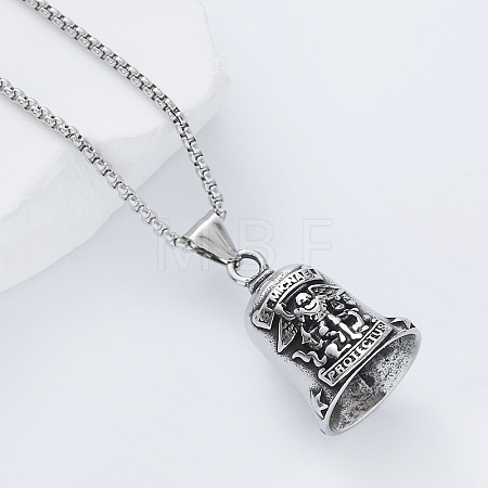 Vintage 304 Stainless Steel Archangel Saint Michael Bell Pendant Necklaces for Women DL5649-1