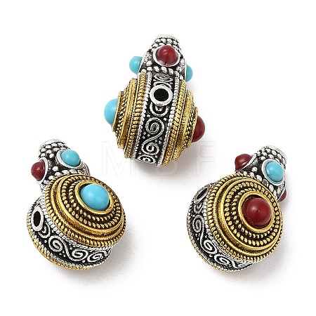Rack Plating Tibetan Style Alloy 3 Hole Guru Beads FIND-B023-07-1