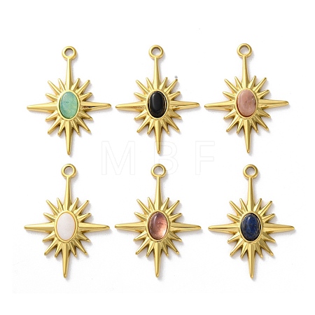 Natural Mixed Stone Oval Pendants STAS-Z099-13G-1