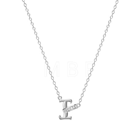 304 Stainless Steel Crystal Rhinestone Initial Pendant Necklaces FS-WGCEFCC-09-1