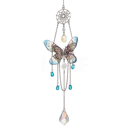 Stainless Steel Resin Butterfly Suncatcher HJEW-TA00452-03-1