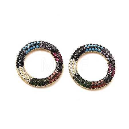 Brass Micro Pave Cubic Zirconia Spring Gate Rings KK-M206-03G-01-1-1