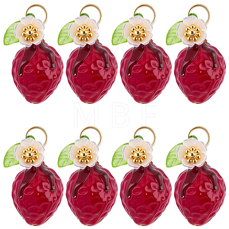 Handmade Lampwork & Acrylic & Resin Pearl Pendants PALLOY-BM00023-1