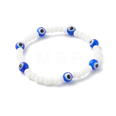 Glass Beads & Handmade Lampwork Beads Stretch Bracelets for Kid BJEW-JB06475-01-1