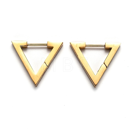 304 Stainless Steel Triangle Huggie Hoop Earrings STAS-J033-02C-G-1
