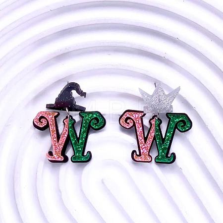 Acrylic Glitter Powder Dangle Stud Earrings FS-WGC50DB-01-1