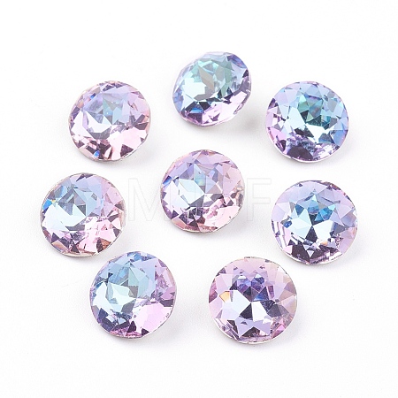 Pointed Back & Back Plated Glass Rhinestone Cabochons LS-RGLA-J012-8mm-001VL-1