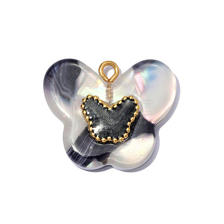 304 Stainless Steel Resin Pendants STAS-OY012-59G-02-1