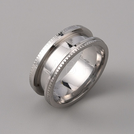 201 Stainless Steel Grooved Finger Ring Settings STAS-WH0027-26C-P-1