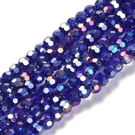 Faceted(32 Facets) Electroplate Glass Beads Strands X-EGLA-R016-4m-1-1