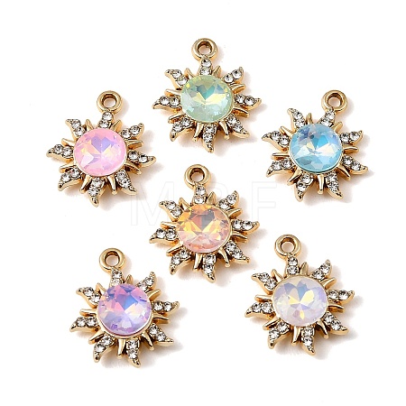UV Plating Alloy Glass Pendants FIND-K032-09G-1