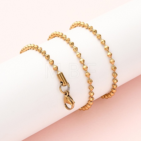 3MM 304 Stainless Steel Saucer Chain Necklaces NJEW-P338-04G-1